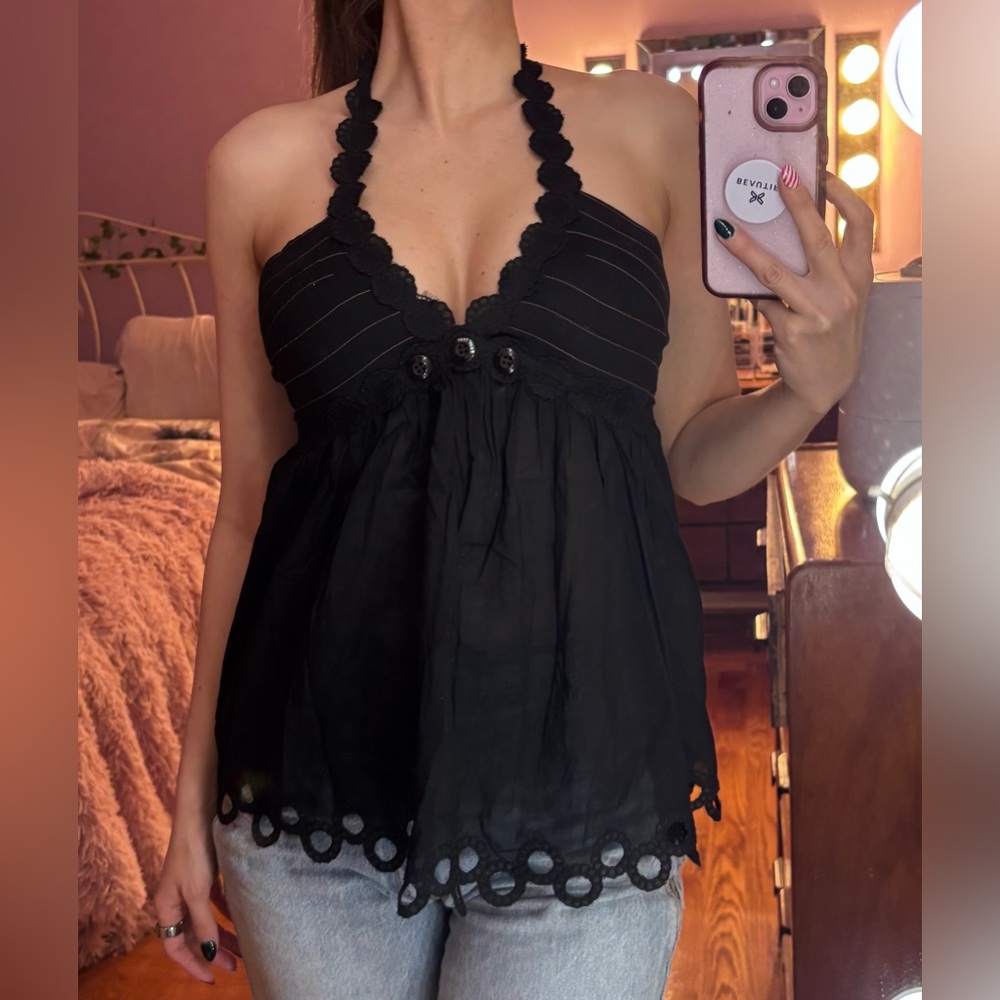 Victoria’s Secret - Moda International Black Babydoll Halter Top